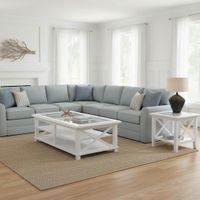 Sorrento Hamptons Square Side Table W/ Glass Top White