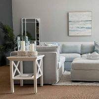 Sorrento Hamptons Square Side Table W/ Glass Top White
