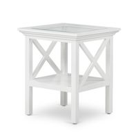 Sorrento Hamptons Square Side Table W/ Glass Top White