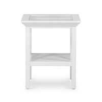 Sorrento Hamptons Square Side Table W/ Glass Top White