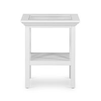 Sorrento Hamptons Square Side Table W/ Glass Top White