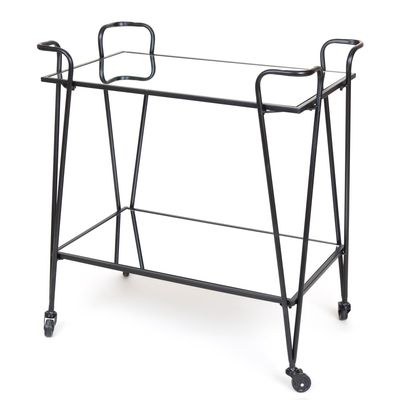 Lloyd Mirror Shelves Bar Trolley Black