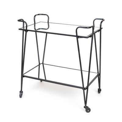 Lloyd Mirror Shelves Bar Trolley Black