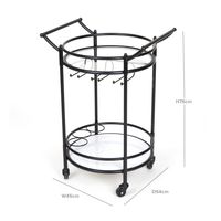 Round Marble Shelves Bar Cart Black