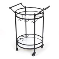 Round Marble Shelves Bar Cart Black
