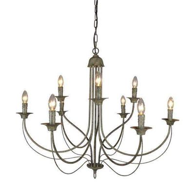 9 Arm Taupe Iron Chandelier 9 Lights