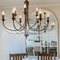 9 Arm Taupe Iron Chandelier 9 Lights