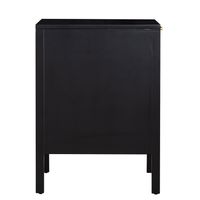 Santorini Hamptons Timber/Rattan Bedside Table Black