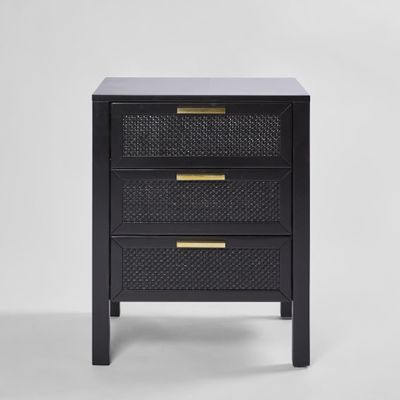 Santorini Bedside 3 Drawers Black