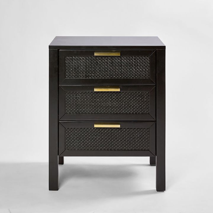 Santorini Bedside 3 Drawers Black