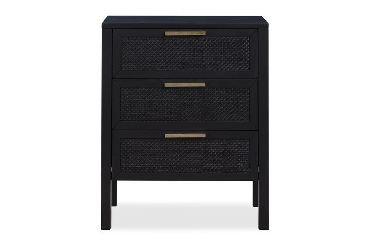 Santorini Bedside 3 Drawers Black