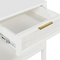 Santorini Hamptons Timber/Rattan Bedside Table White