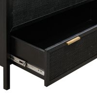 Santorini Hamptons 3 Drawer Timber/Rattan Dresser 100cm Black