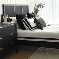 Santorini Hamptons 3 Drawer Timber/Rattan Dresser 100cm Black