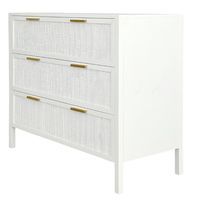 Santorini Hamptons 3 Drawer Timber/Rattan Dresser 100cm White