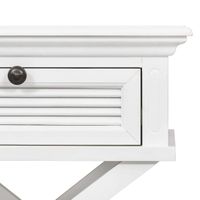 West Beach Cross Leg Hamptons BedSide Table W/Drawer White