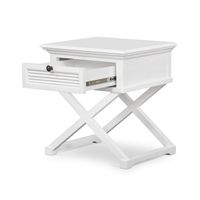 West Beach Cross Leg Hamptons Side Table W/Drawer White