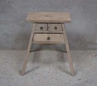 Shanxi Elm 120 Year Antique Wooden Stool With Drawers No. 4