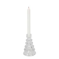 Ice Glass Tree Candle Holder Clear