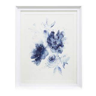 Grace Blue Floral Print in White Hamptons Frame