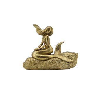 Ariana Gold Mermaid Ornament on Rock L22cm