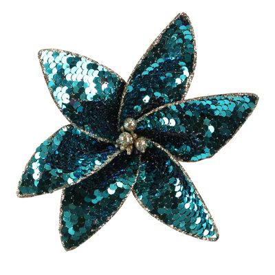 Zaza Sequin Clip on Flower Blue