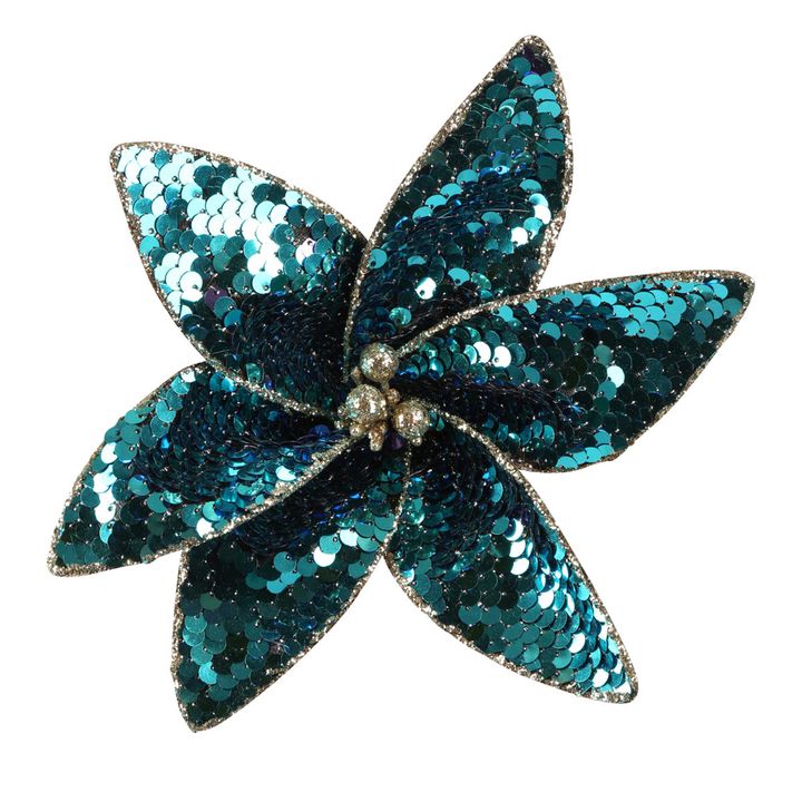 Zaza Sequin Clip on Flower Blue