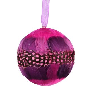 Flamin Feather Bauble Fuchsia Stripe