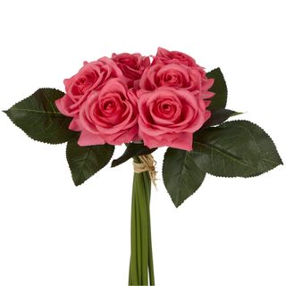 Romance Real Touch Rose Bouquet Dark Pink