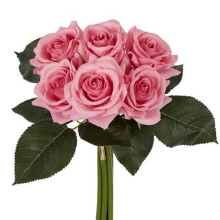 Romance Real Touch Rose Bouquet Mid Pink