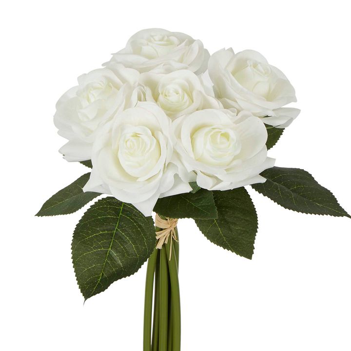 Romance Real Touch Rose Bouquet White