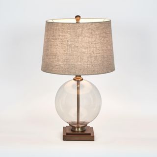 Ivy Small Antique Brass And Glass With Natural Linen Shade