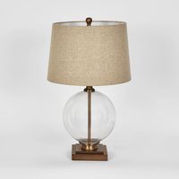 Ivy Small Antique Brass And Glass With Natural Linen Shade