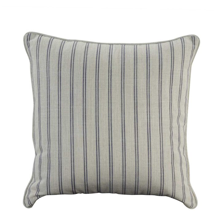 55Cm Throw Cushion White/Blue Pin Stripe