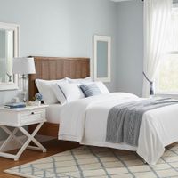 Bellevue Glass Nickel Lamp With White Linen Shade