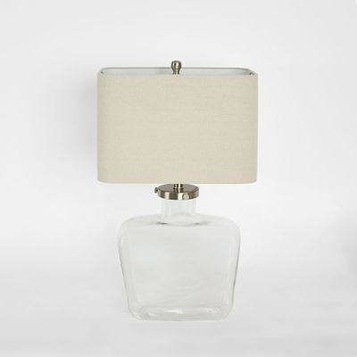Fillable Bottle Lamp W Linen Shade