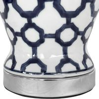 Lucca Small Blue & White Jar Shaped Lamp W/ Shade