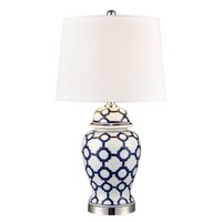 Lucca Small Blue & White Jar Shaped Lamp W/ Shade