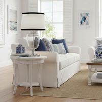 Charlotte Glass and Nickel Lamp with White Linen Shade (Black Trim)