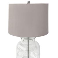 Regency Nickel and Glass Table Lamp with Natural Linen Shade