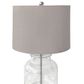 Regency Nickel and Glass Table Lamp with Natural Linen Shade