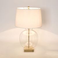 Ellyn Glass and Brass Lamp with White Linen Shade