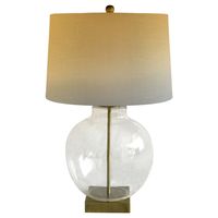 Ellyn Glass and Brass Lamp with White Linen Shade