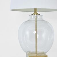 Ellyn Glass and Brass Lamp with White Linen Shade