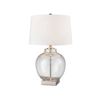 Ellyn Glass and Nickel Lamp with White Linen Shade