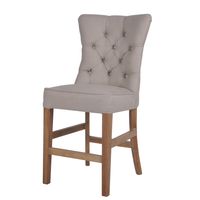 Oakwood Hamptons Beige Linen Counter Chair W/ Buttons