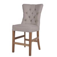 Oakwood Hamptons Beige Linen Counter Chair W/ Buttons