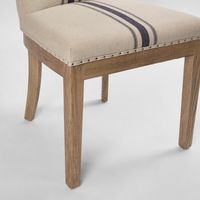 Oakwood Hamptons Linen Dining Chair Natural/Blue Stripe W/ Studs