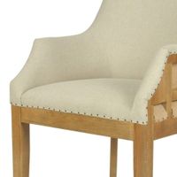 Oakwood Hamptons Linen Armchair Natural W/ Studs