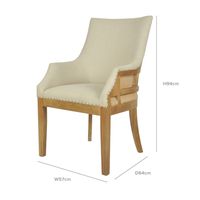 Oakwood Hamptons Linen Armchair Natural W/ Studs